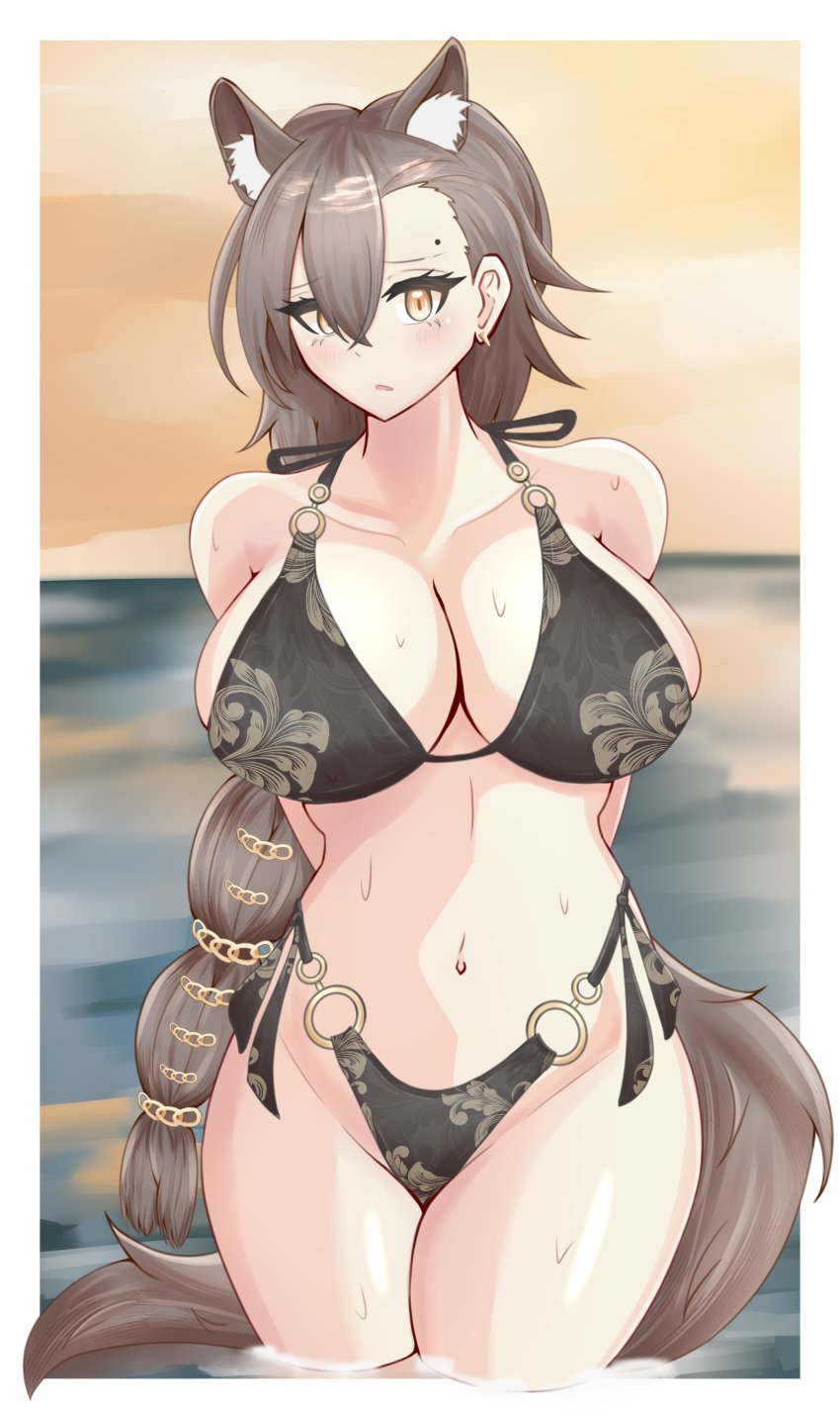 animal_ears anthonii arknights female female_only penance_(arknights) swimsuit tail