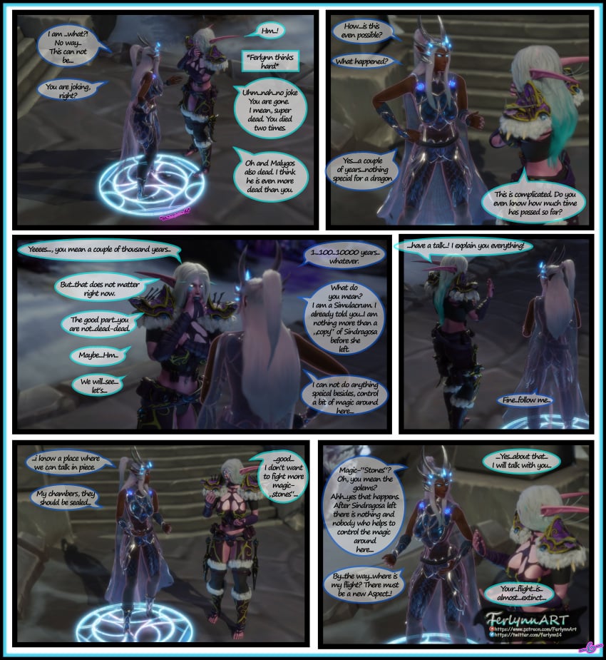 3d comic comic_page comic_panel female ferlynn futa_on_female futanari night_elf sindragosa story world_of_warcraft