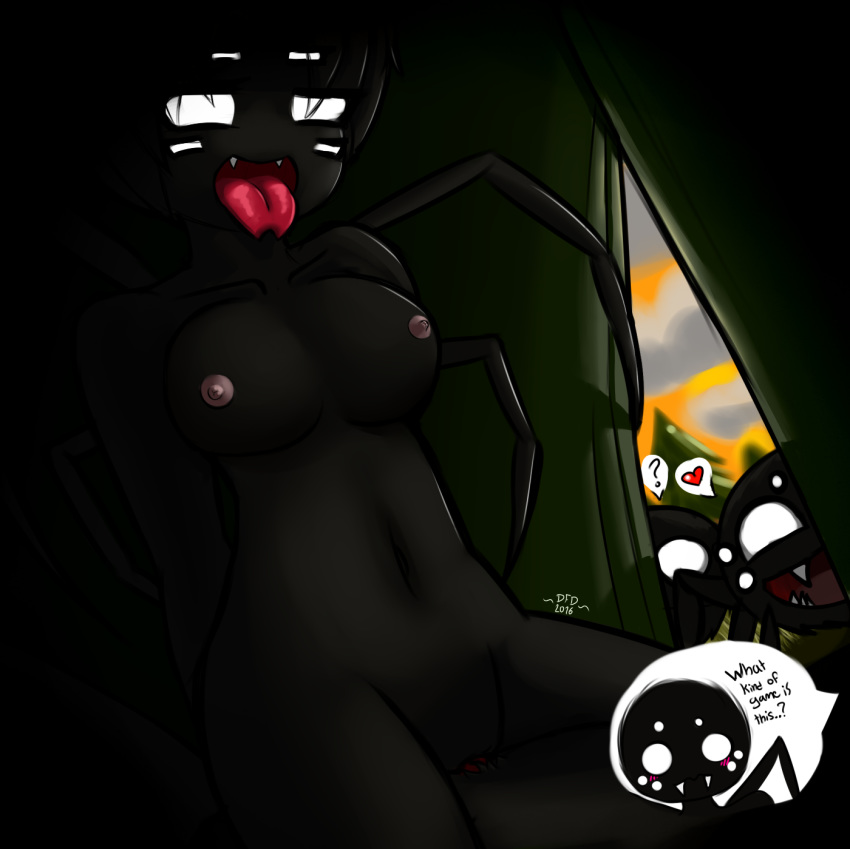 1girls anthro arachne arachnid arthropod black_fur black_hair blank_eyes breasts cowgirl_position datfurrydude dialog don't_starve don't_starve_together dont_starve dont_starve_together duo english english_text female fur hair heart klei_entertainment male navel nipples nude nude_female original_character pussy sex smile speech_bubble spider straight text tongue tongue_out webber