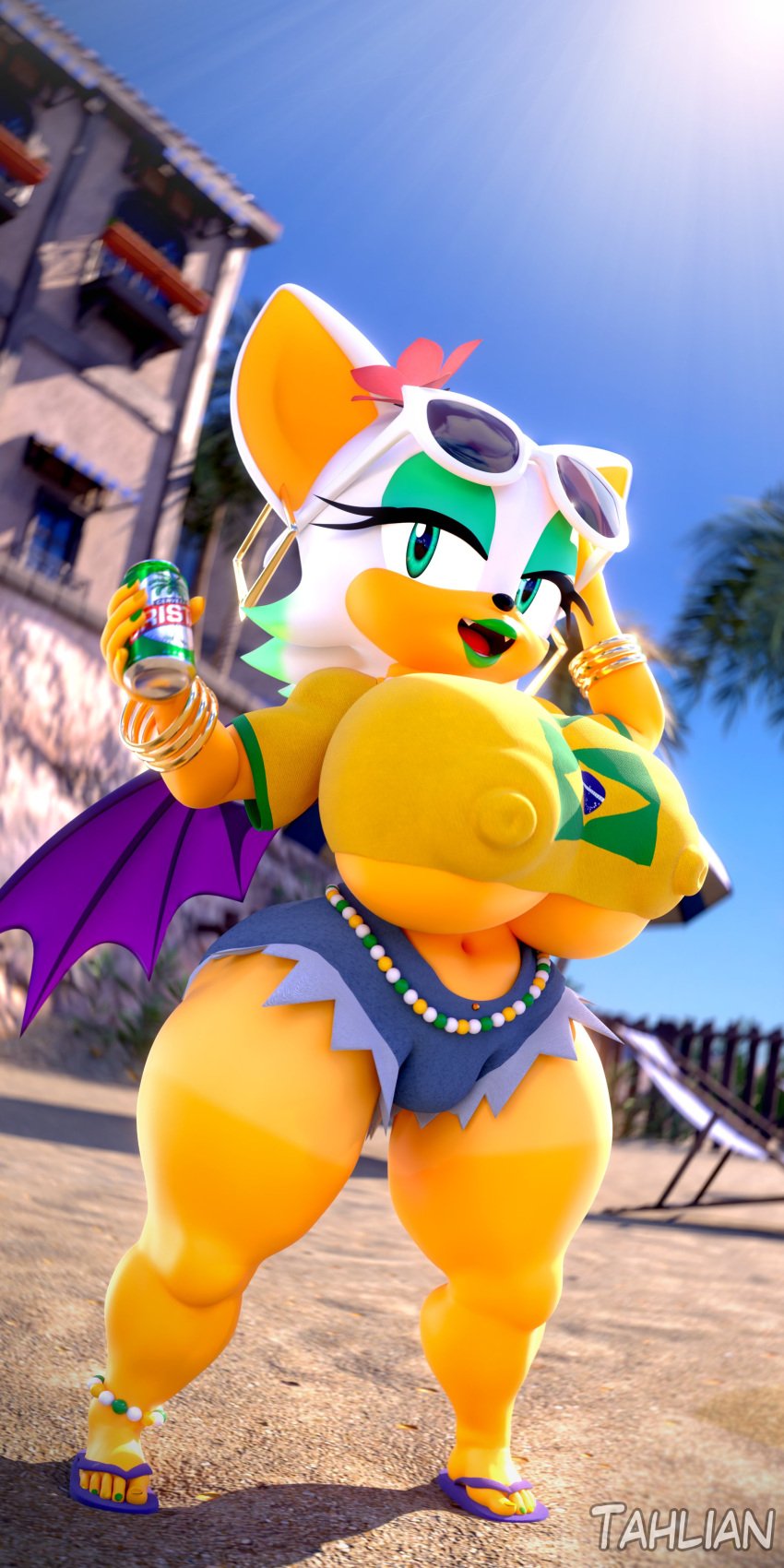 3d 3d_(artwork) 3d_model brazilian_miku_(cosplay) breasts curvy mobian mobian_(species) mobian_bat rouge_the_bat sega sonic_(series) sonic_adventure_2 sonic_the_hedgehog_(series) tahlian voluptuous_female