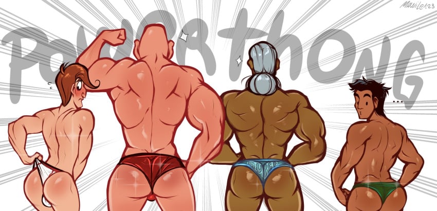 4boys ass ass_focus back_view boxer dark-skinned_male gay glass_joe little_mac male male_only mawile123 muscular muscular_male nintendo punch-out!! soda_popinski super_macho_man thong underwear white_hair