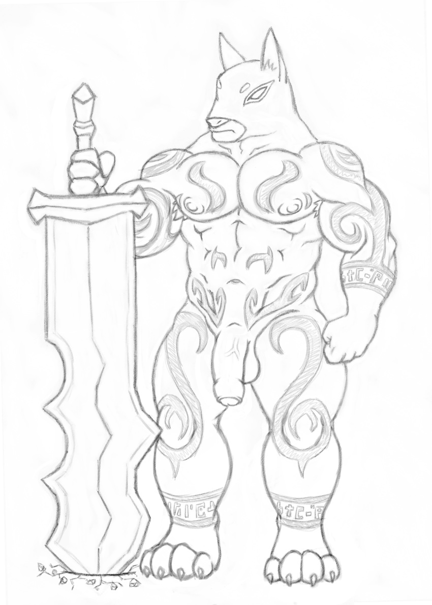 abs anthro balls biceps darknut flaccid foreskin humanoid_penis kisahhk8 male male_only mammal muscles nintendo nipples nude paws penis sketch solo standing sword tattoo the_legend_of_zelda the_wind_waker uncut warrior weapon wind_waker wip