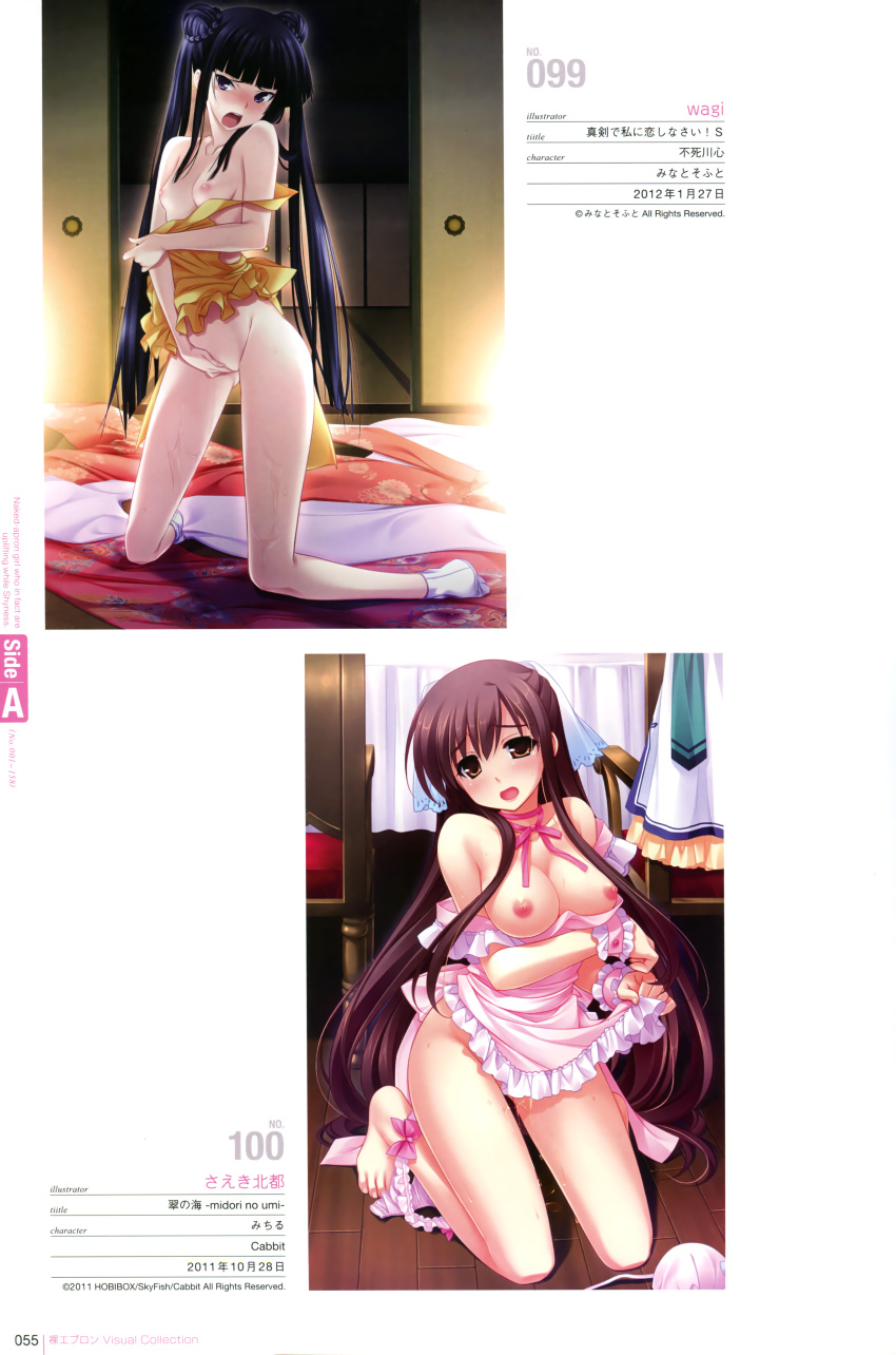 cabbit crossover fushikawa_kokoro kawagishi_keitarou maji_de_watashi_ni_koi_shinasai! masturbation michiru_(midori_no_umi) midori_no_umi naked_apron nipples panties panty_pull pussy_juice saeki_hokuto