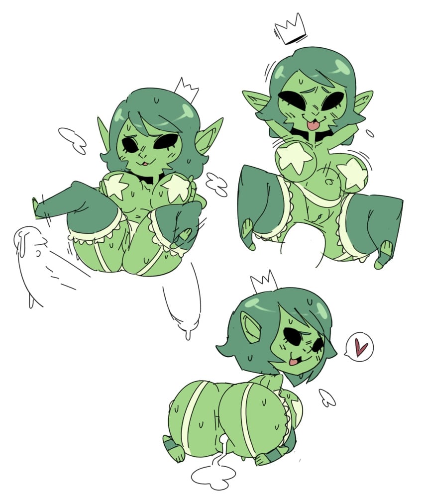 after_sex after_vaginal anal cum cum_in_pussy cum_inside female goblin goblin_female goblin_princess_(towergirls) humanoid shortstack size_difference smaller_female solo stomach_bulge towergirls zsky