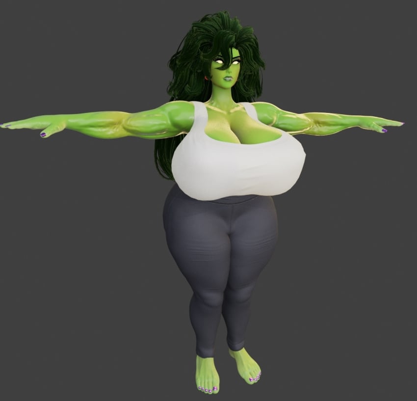 1girls 3d 3d_(artwork) angry ass bbw big_breasts blender_(software) breasts endlessillusion female female_only gigantic_breasts green_body green_eyes green_skin huge_breasts large_breasts marvel marvel_comics massive_ass massive_breasts massive_butt massive_thighs muscular muscular_female naughty_face nipples nude nude_female seductive_look she-hulk she-hulk_(endlessillusion) solo superhero