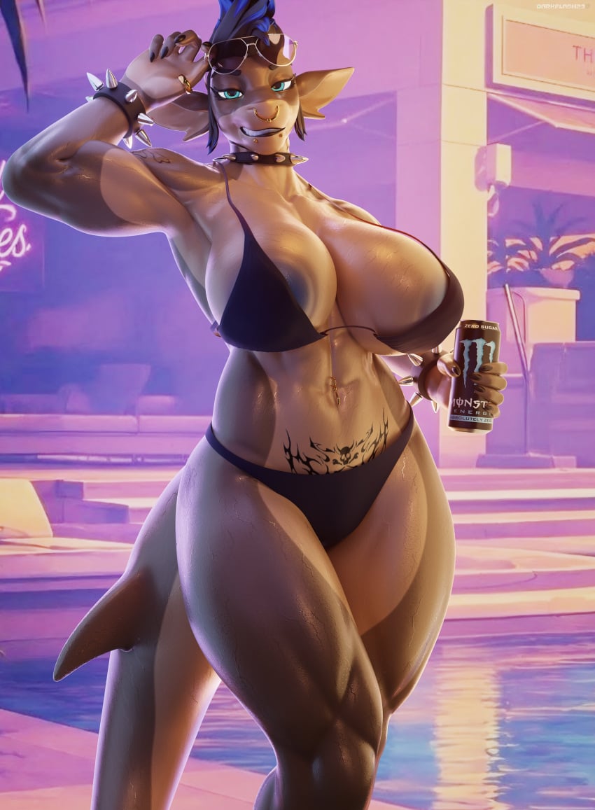3d abs absurd_res anthro areola areola_slip areolae big_areola big_breasts black_hair black_lips breasts brown_body brown_skin darkflash23 digit_ring digital_media_(artwork) facial_piercing female fin fin_piercing finger_ring fish furry furry-specific_piercing genitals gills grand_theft_auto grand_theft_auto_vi hair hand_on_hip hi_res holding_object huge_areola jewelry leodamodeler lip_piercing lips marine moxy_(thepunkshark) muscular muscular_anthro muscular_female navel navel_piercing nose_piercing nose_ring notched_fin oc piercing pubic_tattoo punkershark pussy ring_piercing shark smile snakebite_piercing solo standing tail tail_fin tattoo teeth