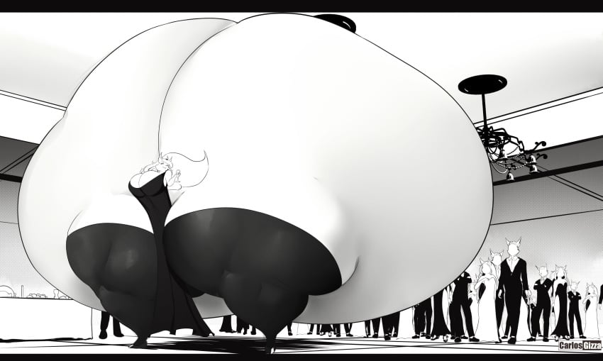 ass ass_bigger_than_body ass_built_separately big_breasts breasts carlosgizza colossal_ass crowd female furry giant_ass gigantic_ass hyper_ass hyper_thighs tail thighhighs thighs