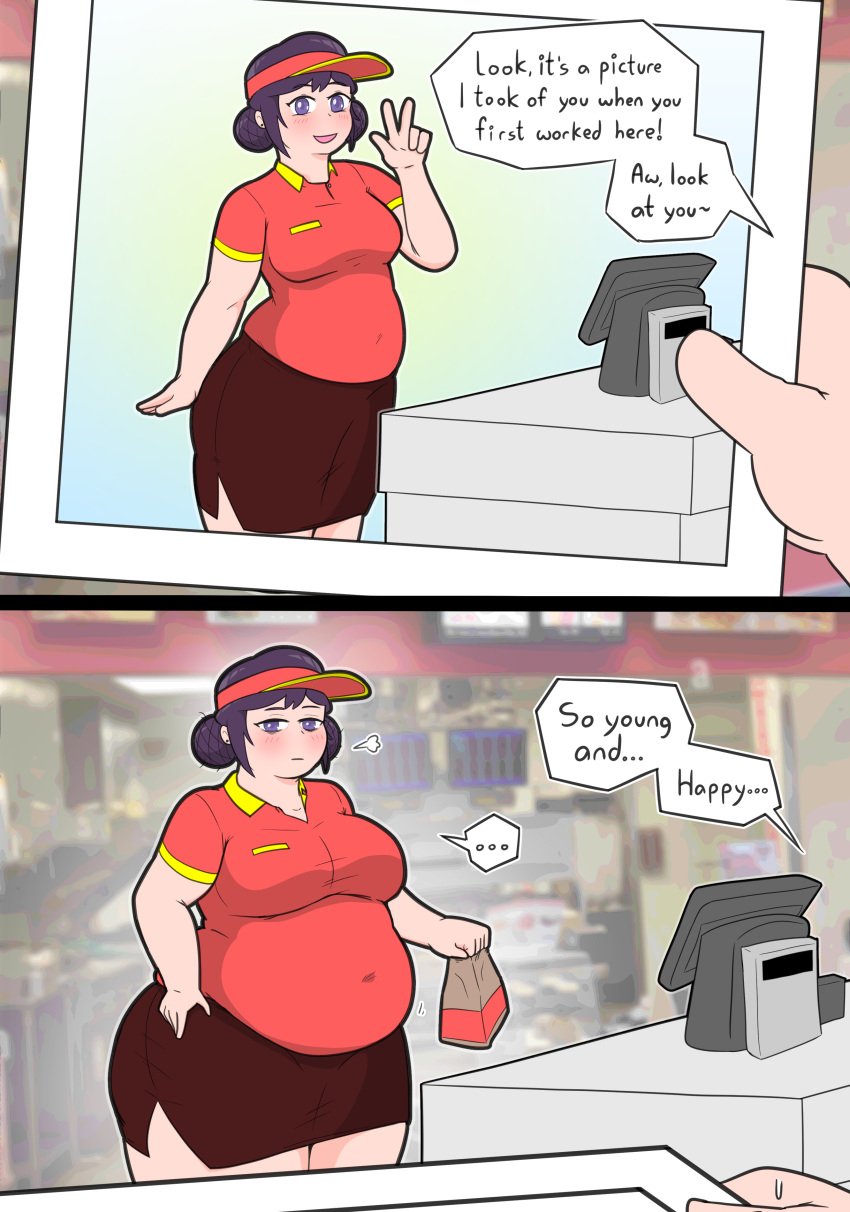 2024 ass_expansion bbw before_and_after belly belly_bulge belly_button belly_expansion big_ass big_belly big_breasts big_butt big_hips cashier chubby chubby_female fast_food fast_food_uniform fat fat_ass fat_belly fat_female fat_thighs growing growth huge_ass huge_butt large_ass large_belly large_breasts large_butt large_hips meme purple_hair size skirt tied_hair tight_clothing tight_fit voluptuous voluptuous_female weight_gain wide_hips zekareichk