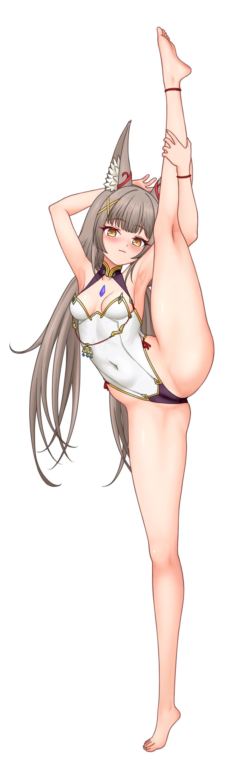 1girls absurd_res bare_legs barefoot feichu_keju flexible full_body high_res leotard long_hair nia nia_(blade) very_long_hair xenoblade_(series) xenoblade_chronicles_2 yellow_eyes