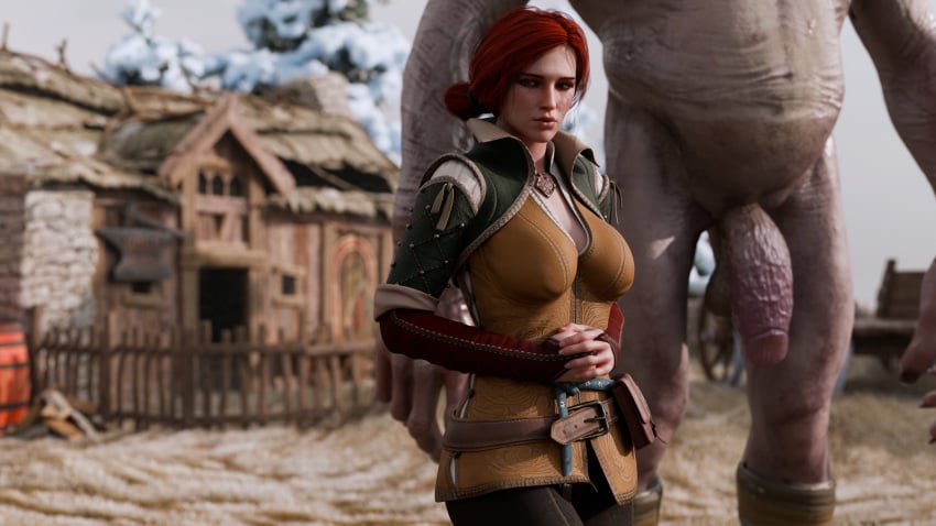 belethor&#039;s_smut big_penis clothing female giant light-skinned_female monster outdoors penis red_hair the_witcher_(series) the_witcher_3:_wild_hunt triss_merigold