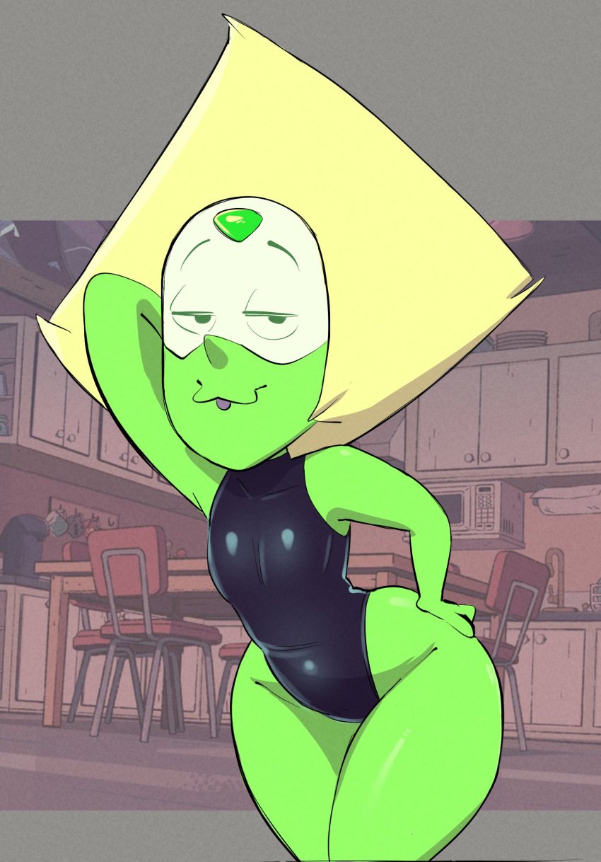 1girls alternate_version_available cartoon_network gem_(species) glasses green_eyes green_skin humanoid looking_at_viewer peridot_(steven_universe) pokachu_(artist) shortstack steven_universe warner_bros warner_brothers yellow_hair