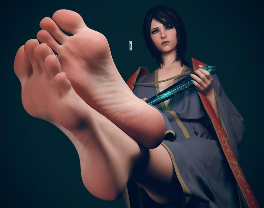 1girls 3d barefoot blue_eyes crossed_feet elden_ring fcat featherycat feet feet_crossed feet_focus female female_only foot_fetish foot_focus fromsoftware hi_res light-skinned_female showing_feet soles solo sorceress_sellen toes video_game_character