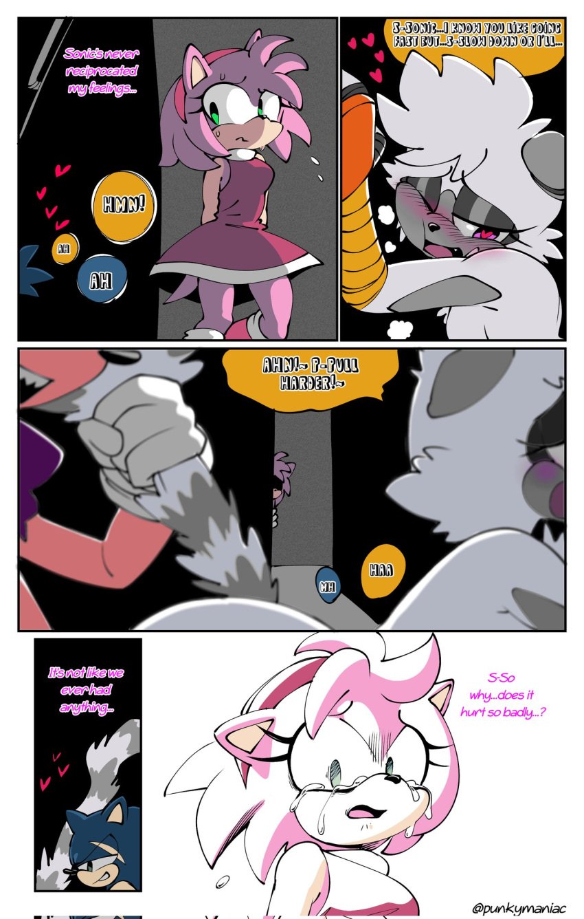 amy_rose anthro artist_name black_border blue_ears blue_face blue_head blue_quills blush border colored comic comic_panel cuckold dialogue emanata english_text eulipotyphlan female from_behind_position hair hedgehog hi_res idw_publishing lemur male mammal pink_ears pink_face pink_hair pink_head pink_quills primate punkymaniac red_heart sega sex signature simple_background sonic_(series) sonic_the_hedgehog sonic_the_hedgehog_(comics) sonic_the_hedgehog_(idw) sonic_the_hedgehog_(series) speech_bubble strepsirrhine tail tail_pull tan_inner_ear tangle_the_lemur text white_background