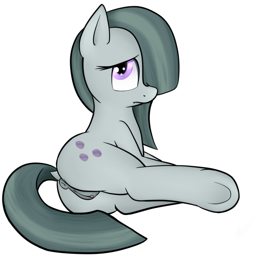 2016 alpha_channel anus cutie_mark earth_pony equine female feral friendship_is_magic fur grey_fur grey_hair hair hi_res horse looking_at_viewer mammal marble_pie my_little_pony neighday pony purple_eyes pussy simple_background solo transparent_background