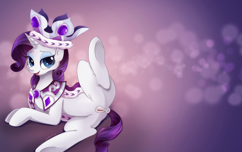 2015 absurd_res anus blue_eyes clitoris crown equine eyelashes eyeshadow female feral friendship_is_magic guinefurrie hair hi_res horn long_hair looking_at_viewer makeup mammal my_little_pony princess_platinum_(mlp) purple_hair pussy rarity_(mlp) solo spread_legs spreading underhoof unicorn wallpaper