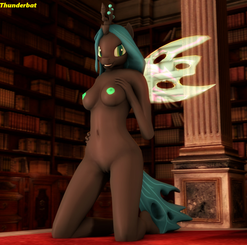 3d anthro anthrofied breasts female friendship_is_magic generalthunderbat large_breasts my_little_pony nipples nude queen_chrysalis_(mlp) smooth_skin solo wings