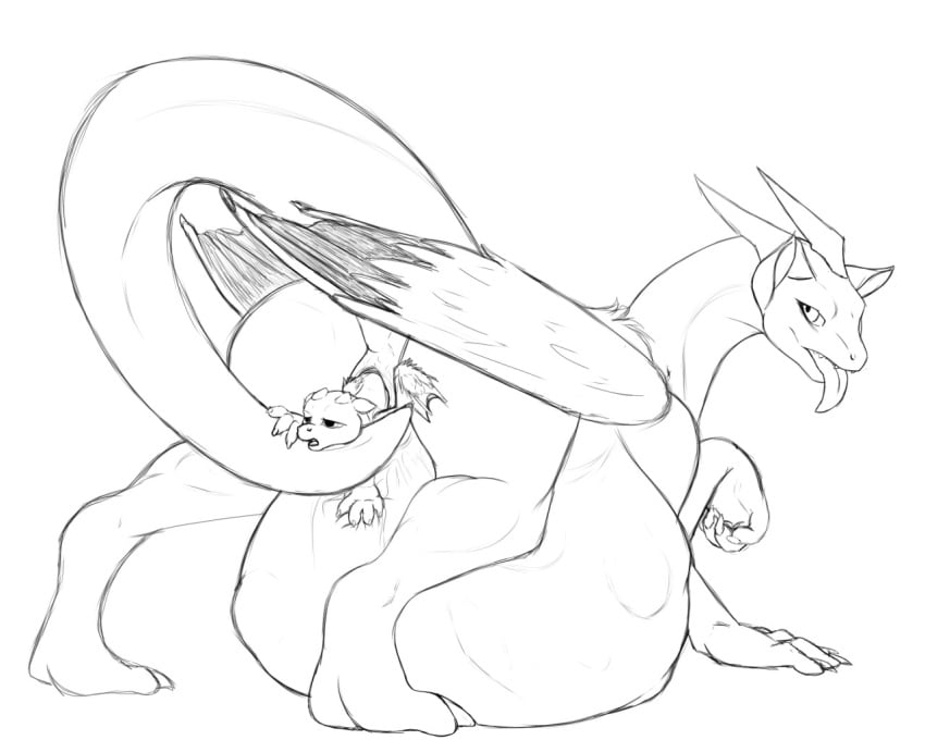 1girls 2016 abdominal_bulge ambiguous_gender baby belly belly_bulge big_belly birth claws dragon dragoness duo ears eyelashes feathered_wings feathers female feral full_body half-closed_eyes horn horns huge_belly hyper hyper_belly kicking large_belly line_art long_neck long_tail looking_back m-p-l monochrome mother neck parent pregnant pussy pussy_juice raised_leg raised_tail rear_view scalie simple_background size_difference sketch standing tail teeth toe_claws tongue tongue_out white_background wings young