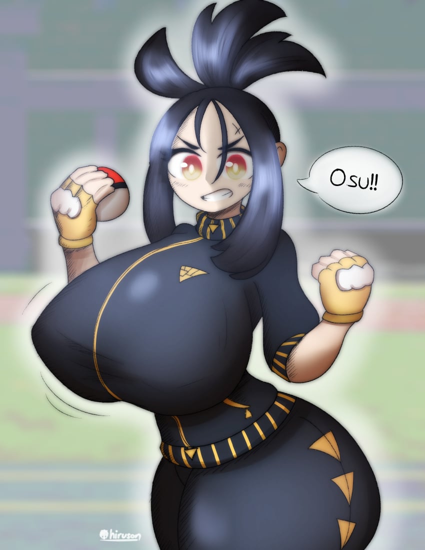 2022 black_hair dendra_(pokemon) hiruson hourglass_figure huge_breasts pokemon pokemon_sv tagme thick_thighs