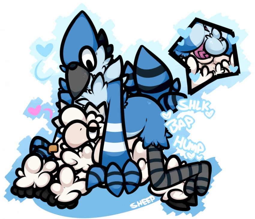 2016 anal anal_sex balls cartoon_network close-up cute duo gail gay heart male mordecai penetration penis regular_show sex sheep_(artist) yaoi