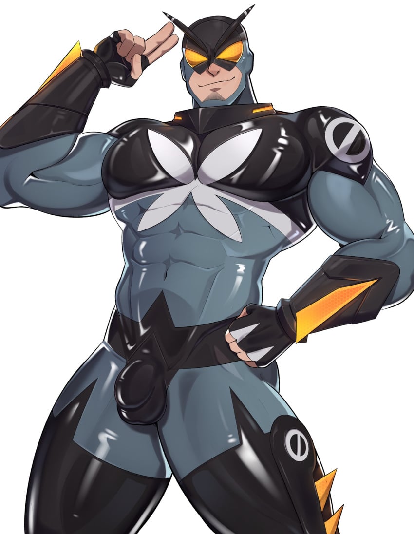 ball_bulge ballsack beard bulge bulge_through_clothing clothed cock_bulge facial_hair gijinka goggles latex lokix male male_focus male_only pecs pectorals pokemon pokemon_(species) solo solo_male