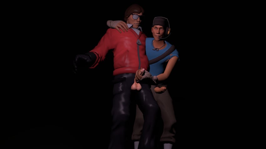 about_to_be_raped bisexual focus_on_penis foreskin male_only scout_(team_fortress_2) smile therusher_(team_fortress_2)