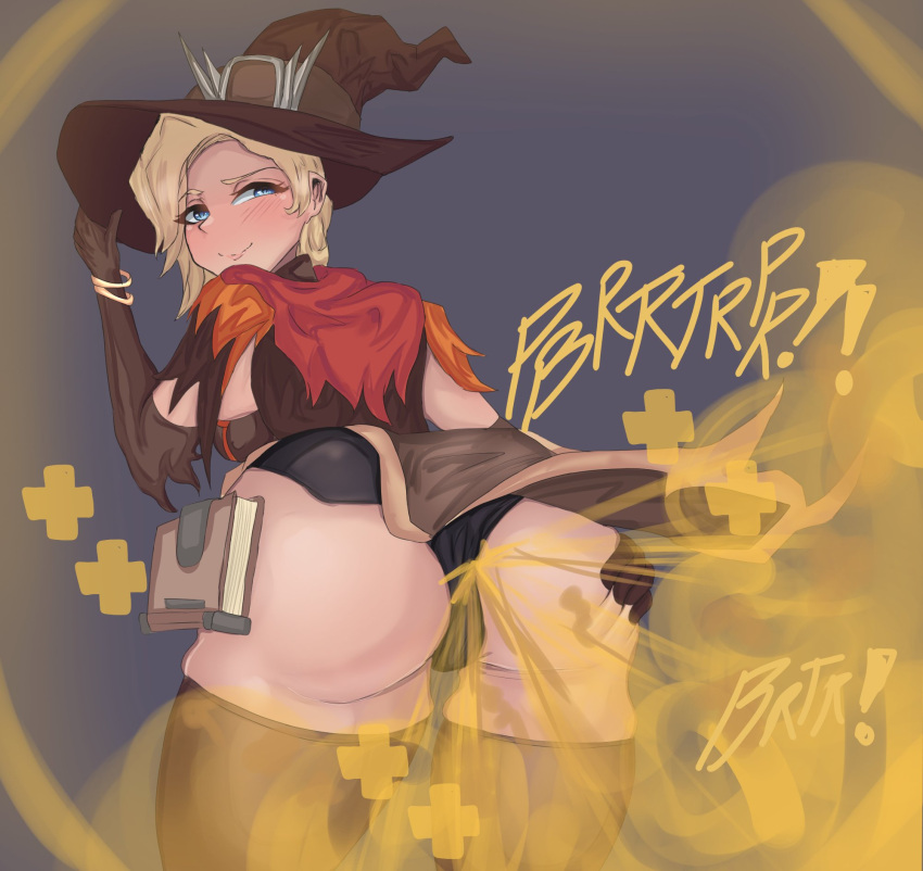 1girls 2d 2d_(artwork) 2d_artwork activision angela_ziegler ass ass_focus big_butt blizzard_entertainment fart fart_cloud fart_fetish farting melonarts2_(artist) mercy overwatch overwatch_2 witch witch_hat witch_mercy