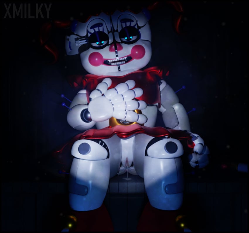 1girls 3d 3d_(artwork) after_sex after_vaginal animatronic baby_(fnafsl) blender blender_(software) blue_eyes circus_baby circus_baby_(fnaf) circus_baby_(original) cum cum_dripping_out_of_pussy cum_in_pussy cum_inside female female_only five_nights_at_freddy's five_nights_at_freddy's:_sister_location full_color pussy red_skirt robot robot_girl robot_humanoid skirt solo solo_female vagina white_body white_skin x3milky