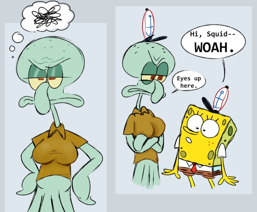 2boys breasts cephalopod criticalcurve english_text freaky_ward male male_only moobs nickelodeon octopodiform octopus paramount_pictures sea_sponge spongebob_squarepants spongebob_squarepants_(character) spongebob_squarepants_(series) squidward_tentacles text viacom