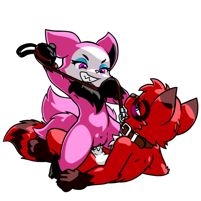 2016 8chan absurd_res anthro domination duo female femdom fur furry hi_res male multi_tail nate_(8chan) penetration penis pink_fur pussy red_fur sex simple_background straight telemonster twotails vaginal_penetration yossi