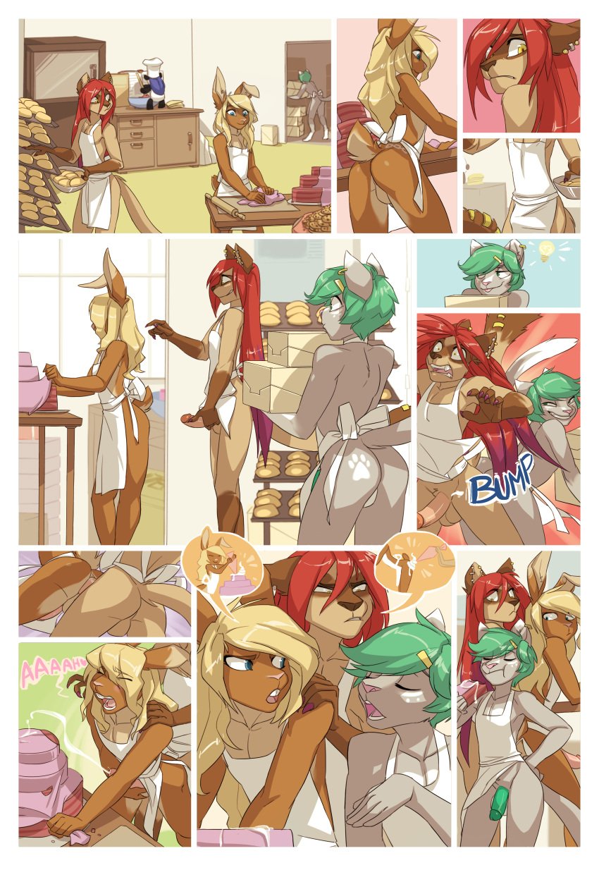 2015 3boys absurd_res accidental_circumstance accidental_penetration accidental_sex anal anal_sex annoyed anthro anthro_on_anthro apron ass backsack bakery baking balls blonde_hair blue_eyes brown_fur bulge cake carrying clothing colored_nails comic cum cum_eating cum_on_food cum_while_penetrated cumshot ear_piercing eating ejaculation erection evil_grin feline floppy_ears food forced forced_anal forced_penetration from_behind_position fur furry gay girly green_eyes green_hair green_penis grey_fur grin group hair hands-free handsfree_ejaculation heart highres holding_balls holding_penis humanoid_penis humor instant_orgasm johnny_lee_ashford lagomorph lexus_(lexusbun) long_hair male male_on_male male_only mammal moan mostly_nude multicolored_fur naked_apron naughty_face orgasm penetration penis penis_out piercing pushing rabbit red_hair sex size_difference sledge smile speech_bubble standing stare surprised tan_fur two_tone_fur whipped_cream yaoi yellow_eyes zummeng