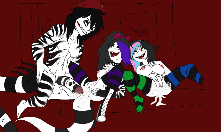 ? creepyhotelpastaxcreepypasta cum_in_pussy cum_inside human hybrid katie_the_killer lizard male/female reptile sex skylar_the_killer spikes striped_tail striper_the_killer zebra_stripes