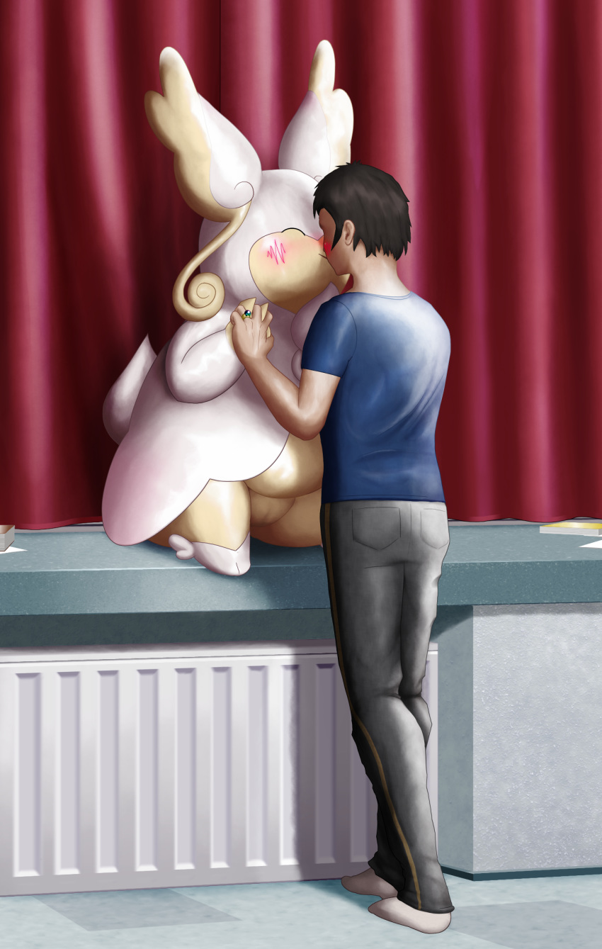 audino couple duo female hand_holding hi_res human inside interspecies kissing male mammal mega_audino mega_evolution nintendo nude ole pokemon pokephilia pussy sitting size_difference video_games