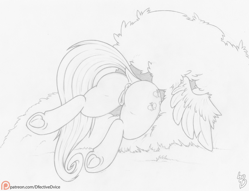 2016 anus ass cutie_mark dfectivedvice dock equine feathered_wings feathers female feral fluttershy_(mlp) friendship_is_magic mammal monochrome my_little_pony outside pegasus pussy simple_background solo underhoof white_background wings