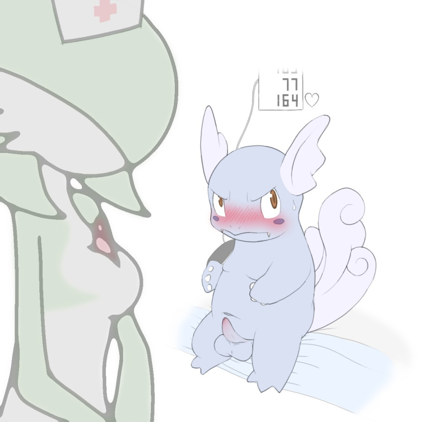 ambiguous_gender anthro blue_skin blush claws duo gardevoir hi_res hollo_nut male male_focus nintendo nude nurse penis pokemon pokemon_(species) reptile scalie shell-less slightly_chubby turtle video_games wartortle