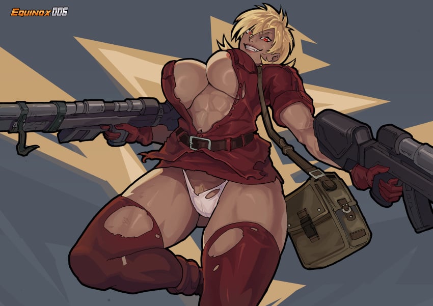 big_breasts blonde_hair breasts busty cleavage dress equinox006 female female_focus female_only gun hellsing hourglass_figure panties pinup pinup_pose pubes pubic_hair pubic_hair_peek rifle ripped_clothes ripped_clothing ripped_stockings seras_victoria shirt short_dress tagme thighhighs thong torn_clothes torn_clothing torn_legwear torn_panties torn_pantyhose torn_thighhighs upskirt vampire wide_hips