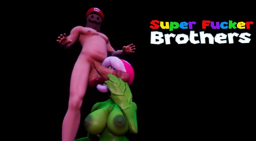 3d ass big_ass big_balls big_breasts big_penis big_thighs breasts furry_female green_body green_skin mario_(series) piranha_plant plant plant_girl sucking sucking_penis sucking_testicles super_fucker_brothers