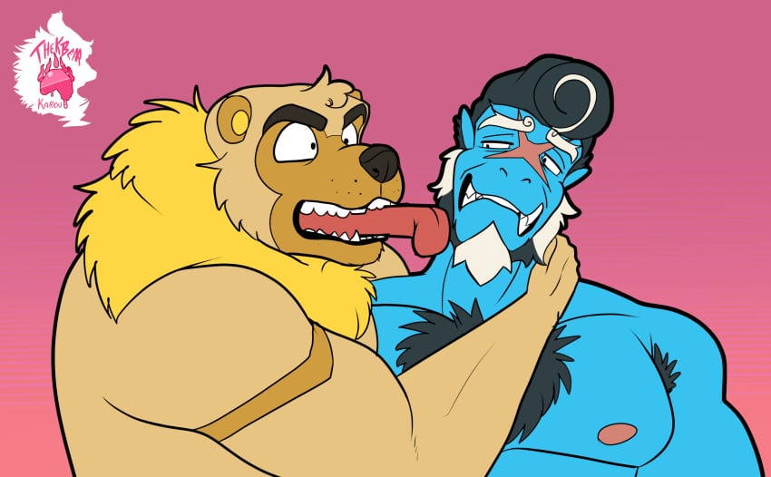 anthro bear dragon gayporn hi_res invalid_tag karou_(thekbear) kori_(monkeydbax) licking male male/male male_anthro mammal mythological_creature mythological_scalie mythology nsfw scalie thekinkybear tongue