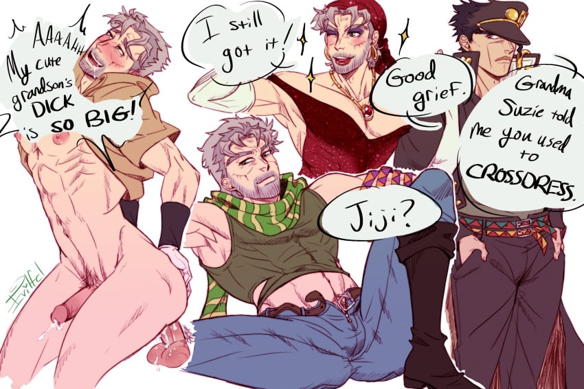 2boys age_difference anal disembodied_penis evilfcl gay grandfather_and_grandson incest jojo's_bizarre_adventure joseph_joestar jotaro_kujo male male_only male_penetrated nude_male old_joseph older_man_and_younger_boy penis stardust_crusaders text yaoi