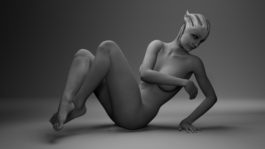 1girls 3d asari blender female female_focus female_only greyscale liara_t'soni mass_effect naked naked_female nude nude_female tasteful_nudity wholesome wholesome_nudity