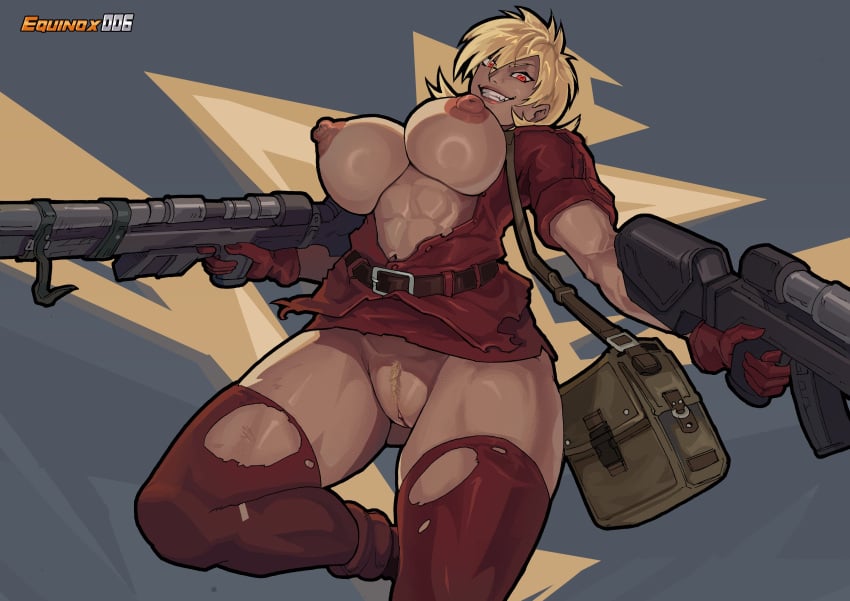 1girls abs areolae big_breasts blonde_hair breasts breasts_out busty dress equinox006 female female_focus female_only gun guns hellsing hourglass_figure muscular muscular_female muscular_thighs nipples pinup pinup_pose pubes pubic_hair pussy rifle ripped_clothes ripped_clothing ripped_stockings seras_victoria shirt short_dress tagme thighhighs torn_clothes torn_clothing torn_legwear torn_pantyhose torn_thighhighs upskirt vagina vampire wide_hips