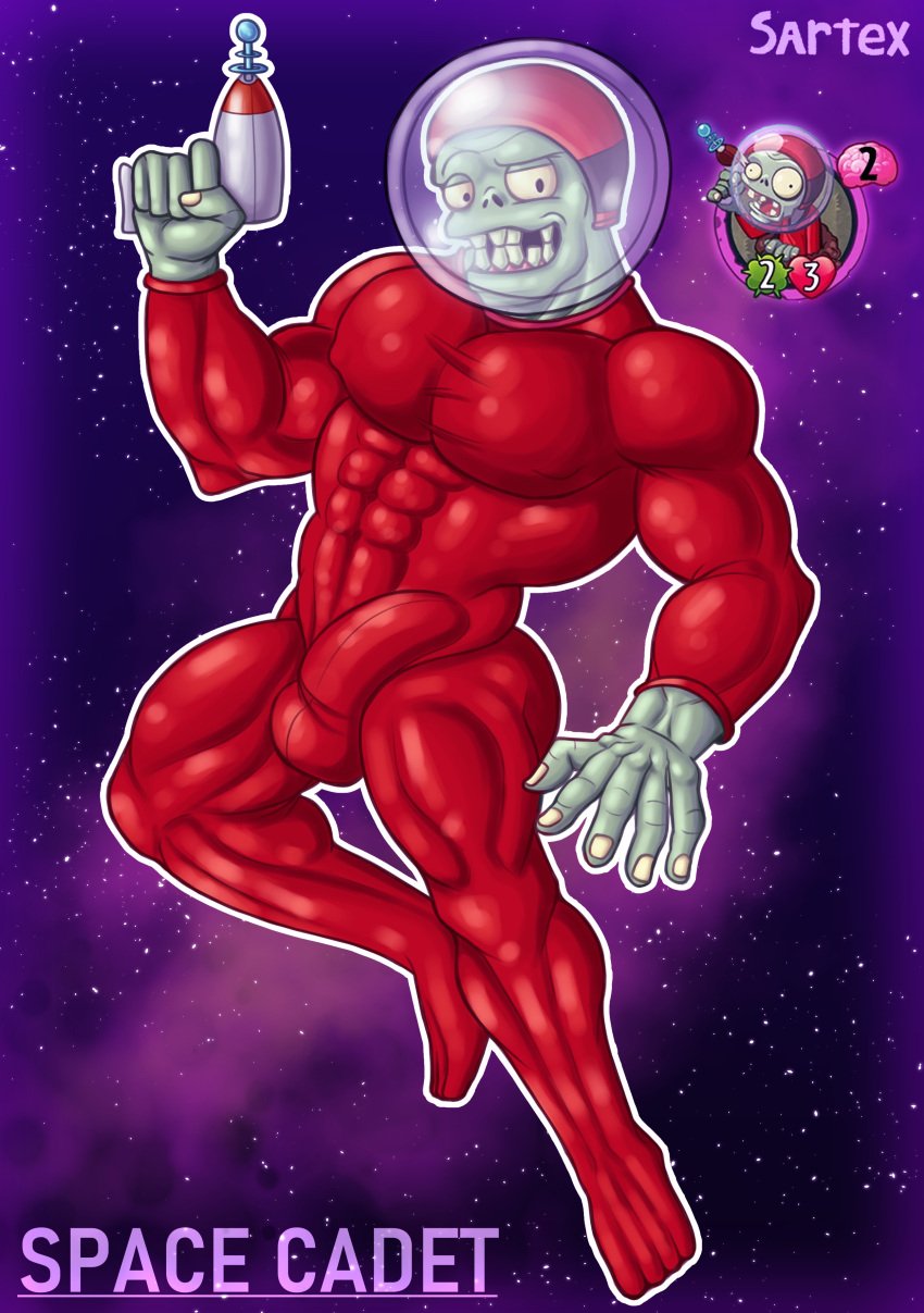 2025 abs absurd_res armor balls_outline big_pecs bulge clothing cosmic_background detailed_bulge electronic_arts erection erection_under_clothing floating genital_outline headgear helmet hi_res holding_object holding_weapon huge_pecs humanoid looking_at_viewer male muscular muscular_arms muscular_legs muscular_male nails nebula nipple_outline non-human open_mouth pecs penis_outline plants_vs._zombies plants_vs._zombies_heroes popcap_games reference_image sartex signature simple_background smile smiling_at_viewer solo space space_background spacesuit star teeth text tight_clothing undead weapon zombie