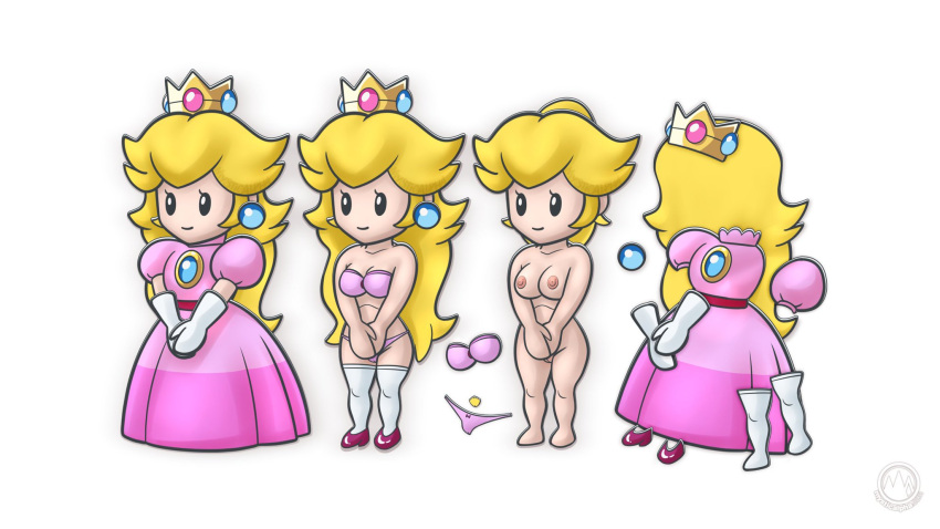 1girls barefoot breasts clothed/nude completely_nude completely_nude_female female female_only full_body lingerie mario_(series) mysticalpha naked naked_female nude nude_female paper_mario paper_mario:_the_thousand-year_door paper_peach princess_peach pussy solo solo_female tagme undressing