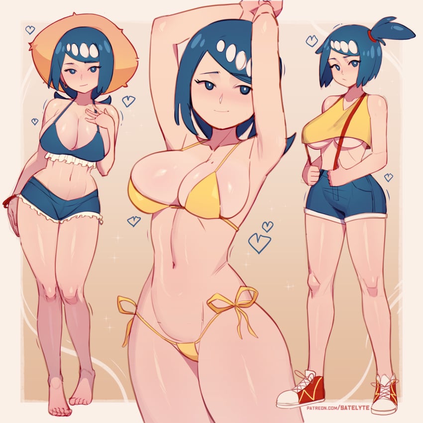 1girls alternate_breast_size bikini blue_eyes blue_hair breasts female game_freak huge_breasts lana's_mother_(pokemon) light-skinned_female light_skin long_hair mature_female milf misty_(pokemon)_(cosplay) mother naughty_face nintendo outfit_swap pokemon pokemon_sm satelyte