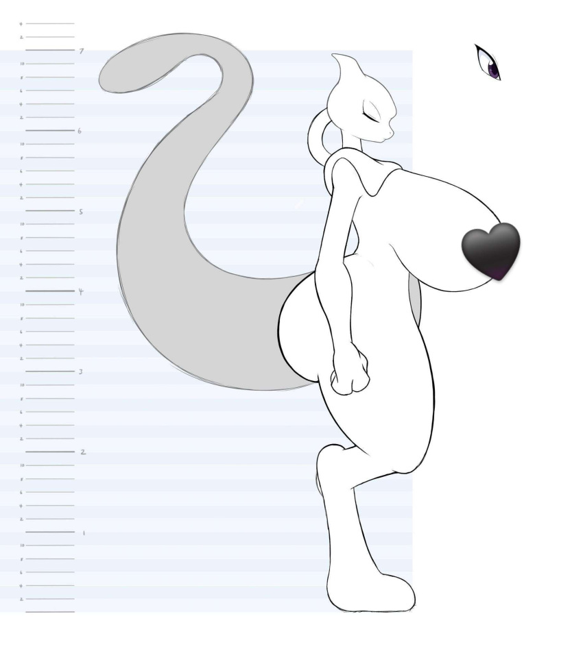 angelthecatgirl big_breasts busty hat heart_pasties huge_breasts mewtwo monochrome naked nintendo no_humans nude pasties pokemon pokemon_(species) psy_(angelthecatgirl) sweatdrop videogames