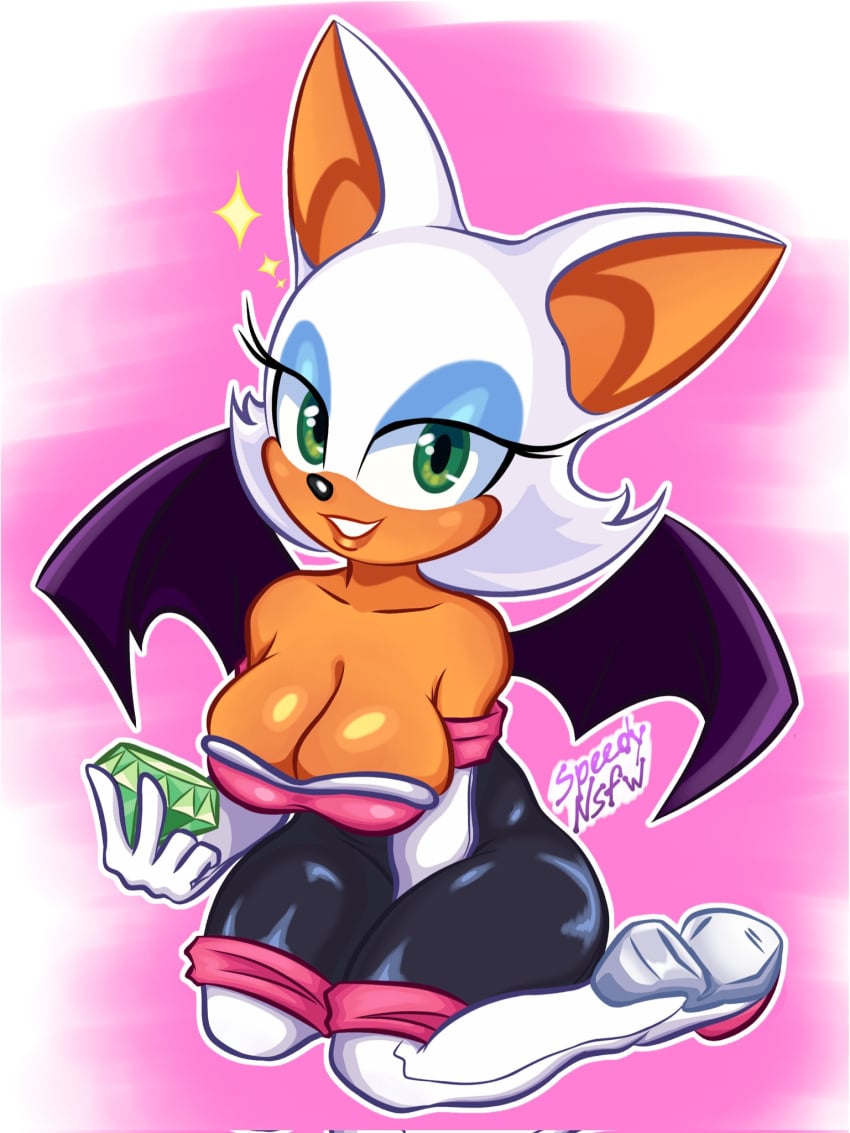 bat_wings bodysuit breasts coquette neckline rouge_the_bat sonic_(series) speedy_(artist) thick_thighs