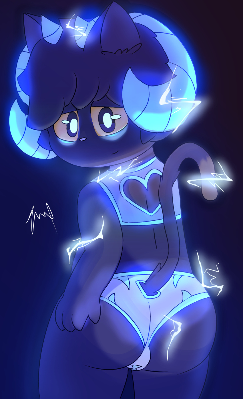 absurd_res anthro ass balls briefs clothed clothing electricity genitals glowing glowing_eyes hi_res male partially_clothed solo tail underwear zw_(zwll) zwll