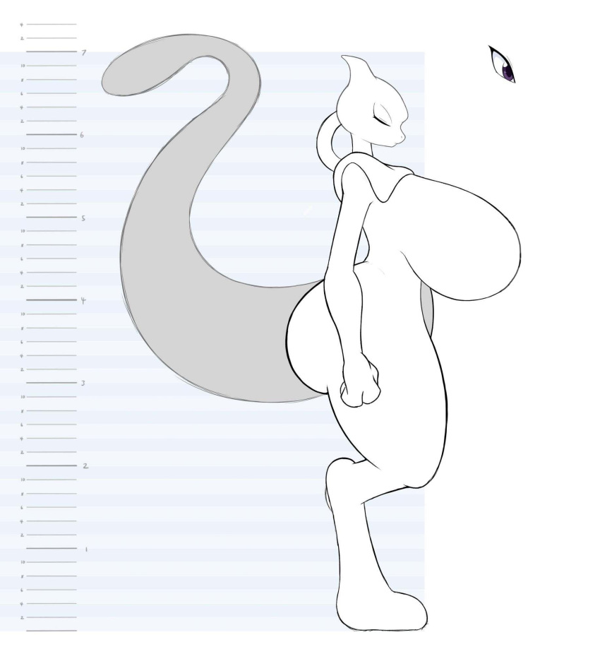 angelthecatgirl big_breasts busty hat heart_pasties huge_breasts mewtwo monochrome naked nintendo no_humans nude pasties pokemon pokemon_(species) psy_(angelthecatgirl) videogames