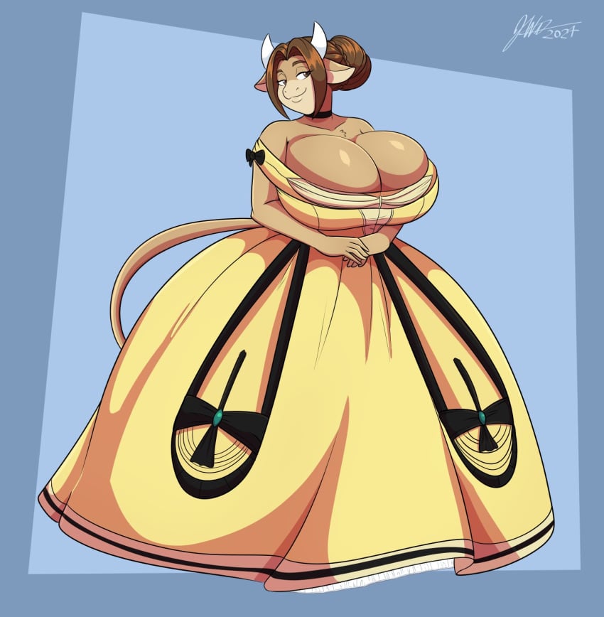 artjwink breasts breasts_bigger_than_head cleavage dress female furry huge_breasts jwinkz thick_thighs wide_hips