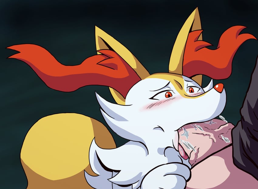 2016 blush braixen canine clothed clothing darkyamatoman duo ear_tuft faceless_male fangs fellatio female forest fox fur grass half-closed_eyes human interspecies male mammal mostly_nude nintendo oral oral_penetration penetration penis pokémon_(species) pokemon pokemon_(species) pokephilia red_eyes red_fur saliva sex solo_focus straight teeth tongue tongue_out tree tuft vein veiny_penis video_games white_fur yellow_fur