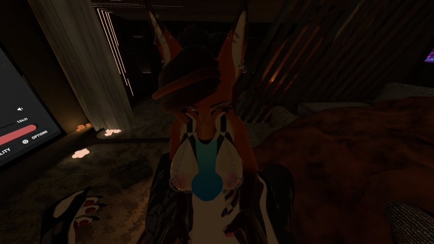 blowjob blue_penis dragon fox furry prostitution sloppy_blowjob stripper_clothes twizzy1st vrchat